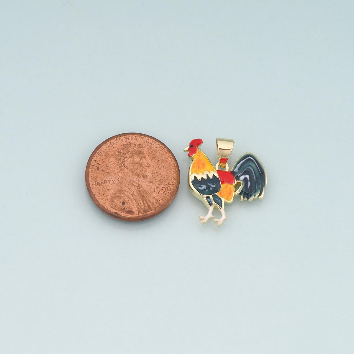 Gold Rooster Charms,18K Gold Filled Rooster Pendant,Enamel Animal Charm Bracelet Necklace for DIY Jewelry Making Supply