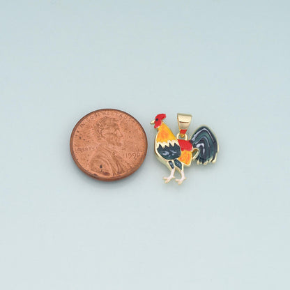 Gold Rooster Charms,18K Gold Filled Rooster Pendant,Enamel Animal Charm Bracelet Necklace for DIY Jewelry Making Supply