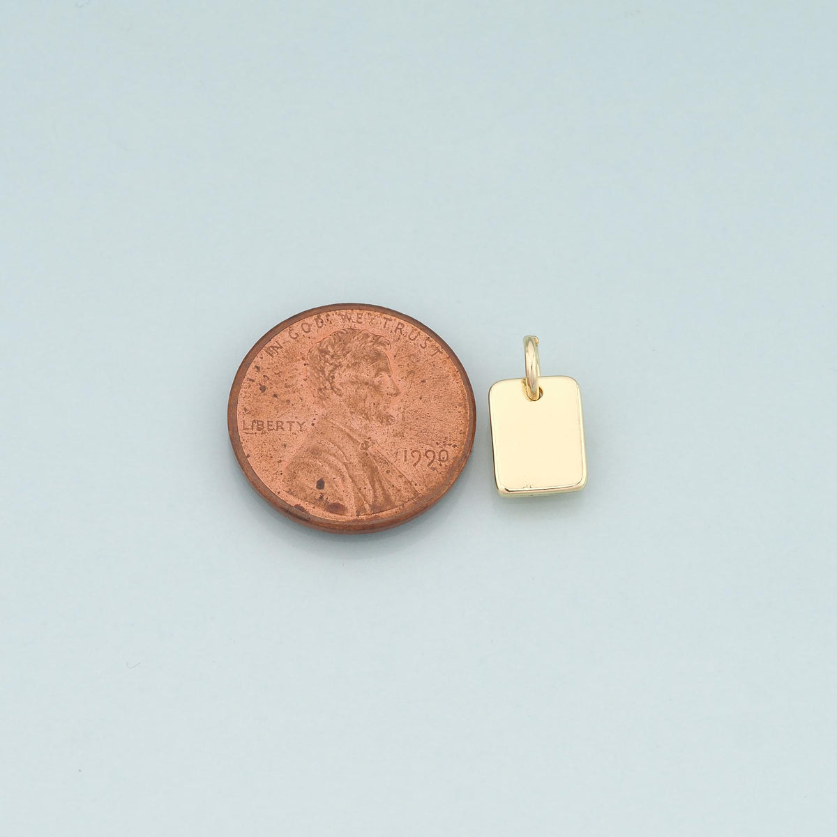 18K Gold Filled Rectangle Pendant,Dainty Rectangle Charm Bracelet Necklace for DIY Jewelry Making Supply