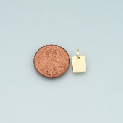 18K Gold Filled Rectangle Pendant,Dainty Rectangle Charm Bracelet Necklace for DIY Jewelry Making Supply