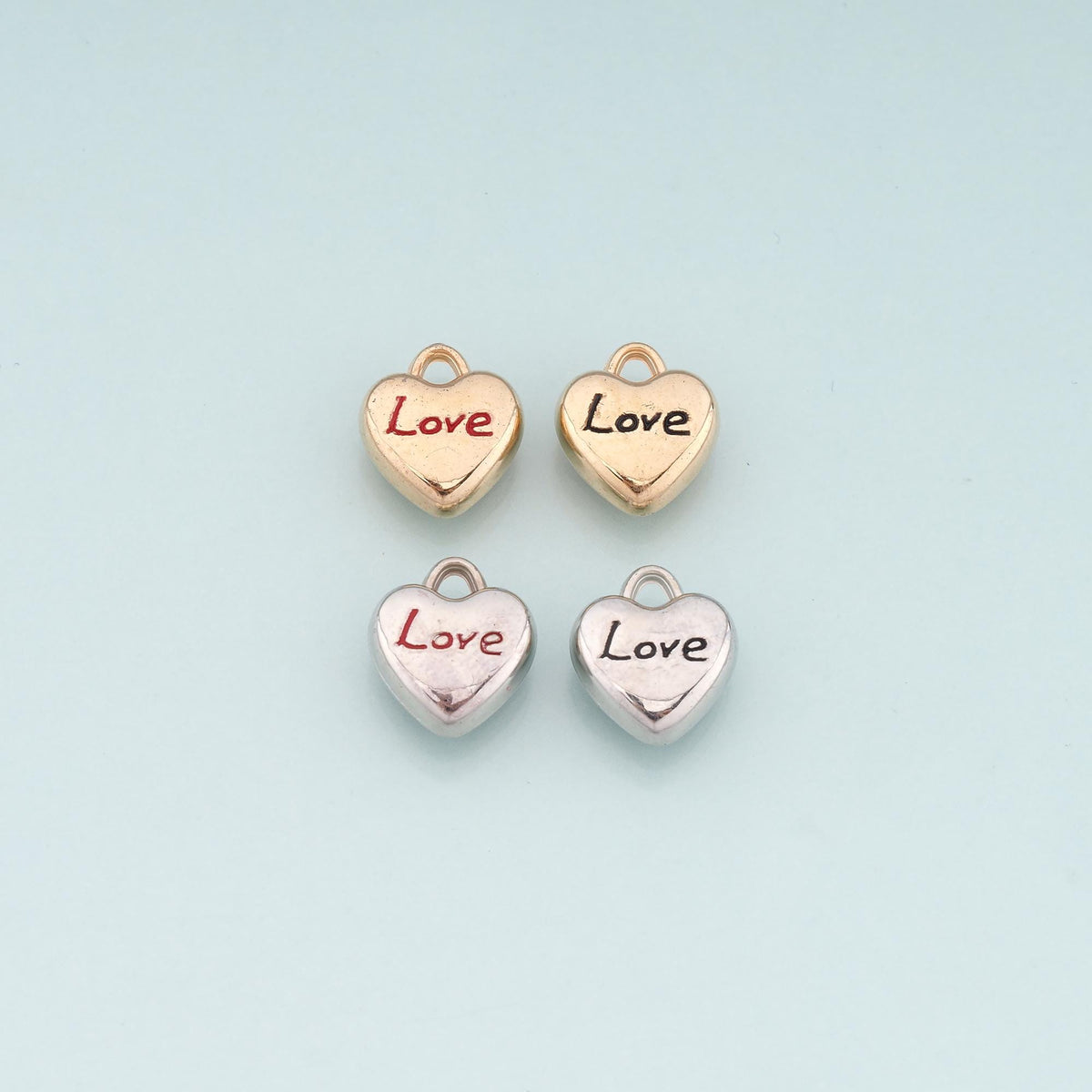 18K Gold Filled Heart Pendant,Enamel Love Charm Bracelet Necklace for DIY Jewelry Making Supply