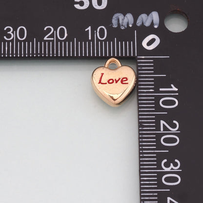 18K Gold Filled Heart Pendant,Enamel Love Charm Bracelet Necklace for DIY Jewelry Making Supply
