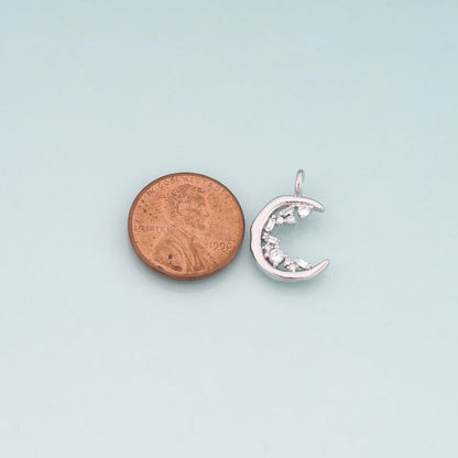 18K Gold Filled Cubic Zirconia Moon Charm Pendant for Jewelry Making