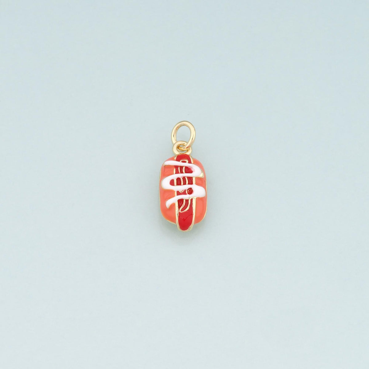 18K Gold Filled Hot Dog Pendant,Enamel Beard Charm Bracelet Necklace for DIY Jewelry Making Supply