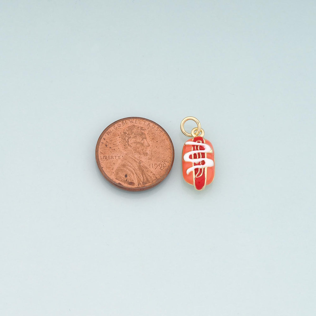 18K Gold Filled Hot Dog Pendant,Enamel Beard Charm Bracelet Necklace for DIY Jewelry Making Supply
