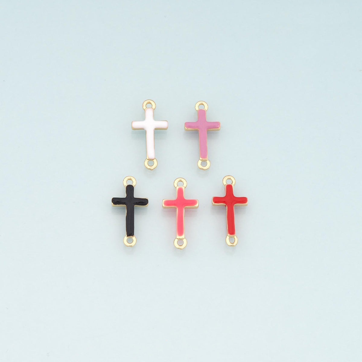 18K Gold Filled Enamel Cross Connector for Jewelry Making