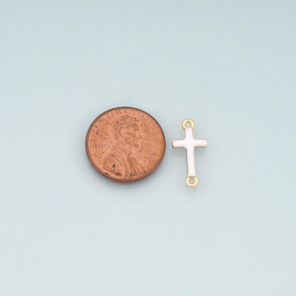 18K Gold Filled Enamel Cross Connector for Jewelry Making