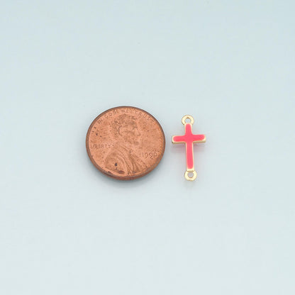 18K Gold Filled Enamel Cross Connector for Jewelry Making