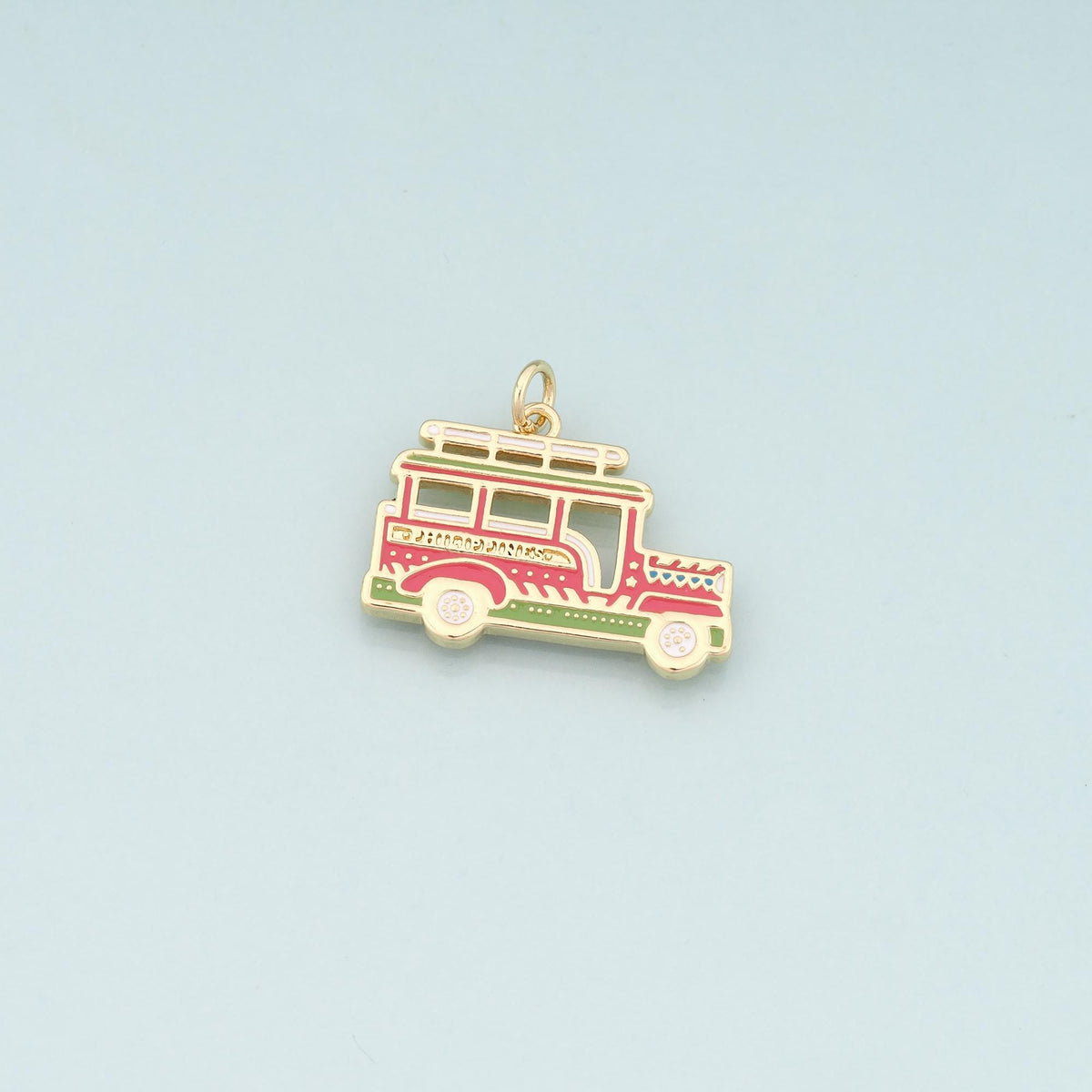18K Gold Filled Car Pendant,Enamel Car Charm Bracelet Necklace for DIY Jewelry Making Supply