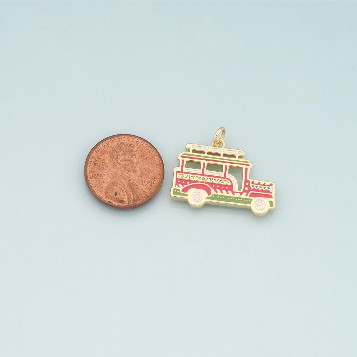 18K Gold Filled Car Pendant,Enamel Car Charm Bracelet Necklace for DIY Jewelry Making Supply