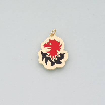 18K Gold Filled Griffin Pendant,Enamel Heraldic Charm Bracelet Necklace for DIY Jewelry Making Supply