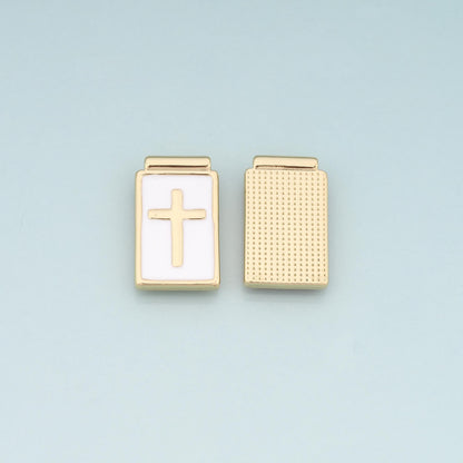 Gold Cross Charms,18K Gold Filled Cross Pendant,Enamel Religion Charm Bracelet Necklace for DIY Jewelry Making Supply