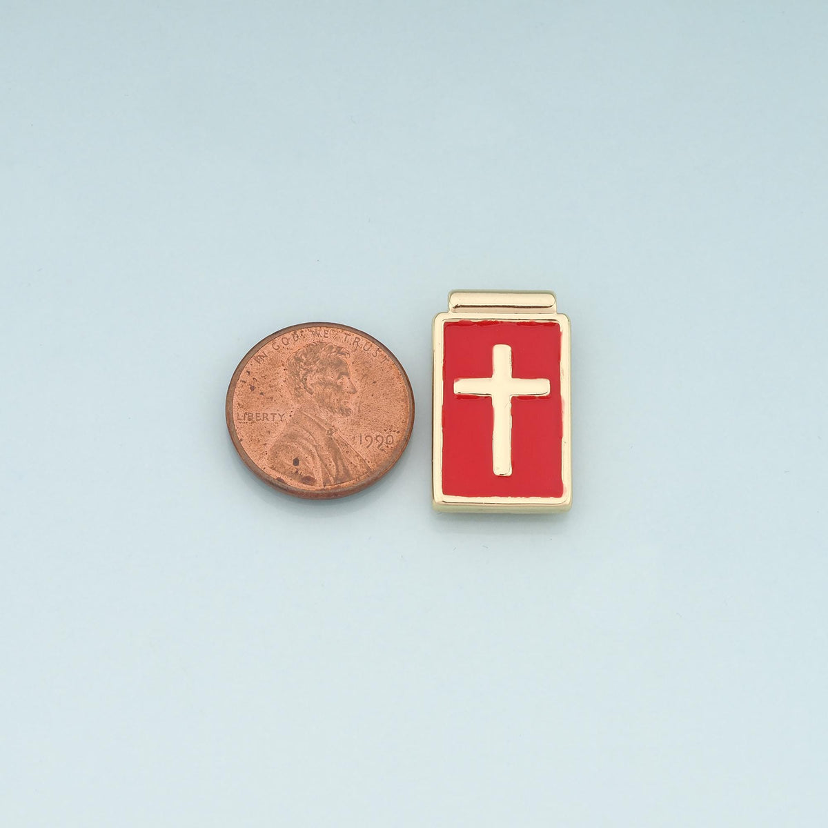 Gold Cross Charms,18K Gold Filled Cross Pendant,Enamel Religion Charm Bracelet Necklace for DIY Jewelry Making Supply