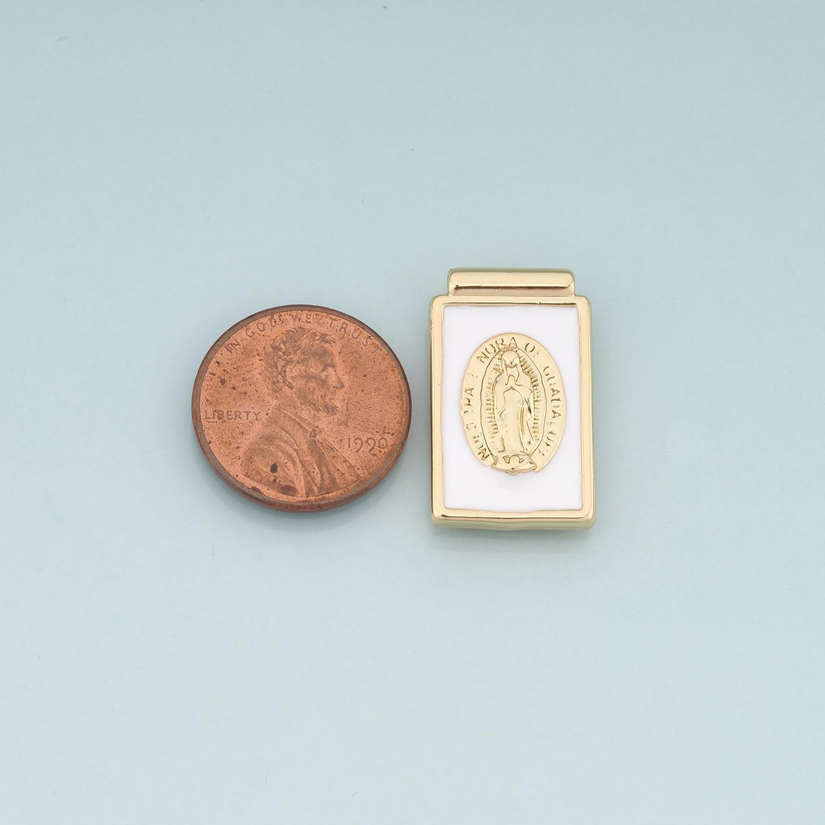18K Gold Filled Virgin Mary Pendant,Enamel Religion Charm Bracelet Necklace for DIY Jewelry Making Supply