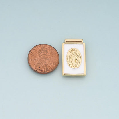 18K Gold Filled Virgin Mary Pendant,Enamel Religion Charm Bracelet Necklace for DIY Jewelry Making Supply