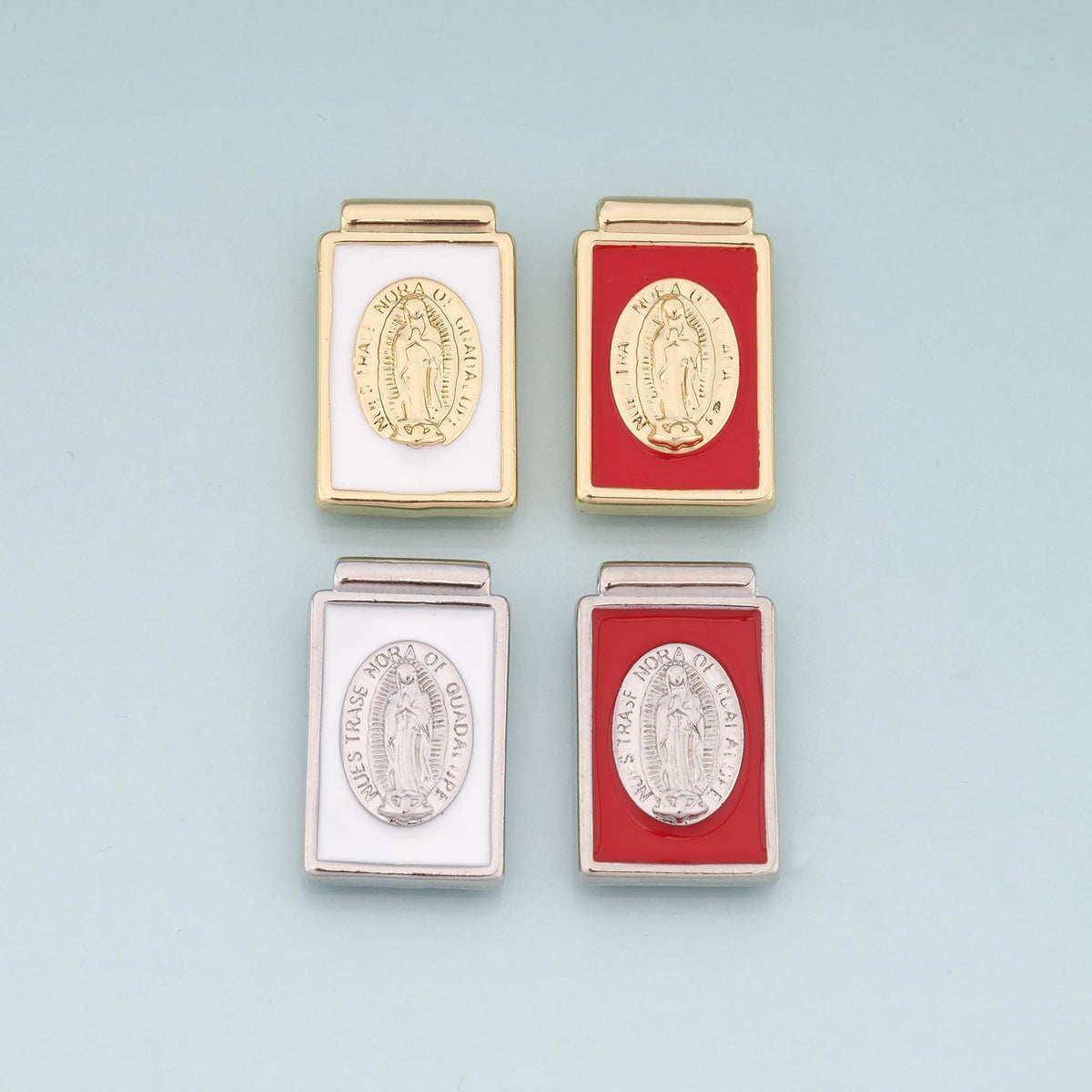 18K Gold Filled Virgin Mary Pendant,Enamel Religion Charm Bracelet Necklace for DIY Jewelry Making Supply
