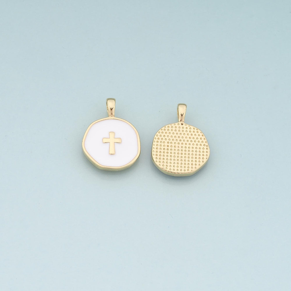 Gold Cross Charms,18K Gold Filled Cross Pendant,Enamel Religion Charm Bracelet Necklace for DIY Jewelry Making Supply