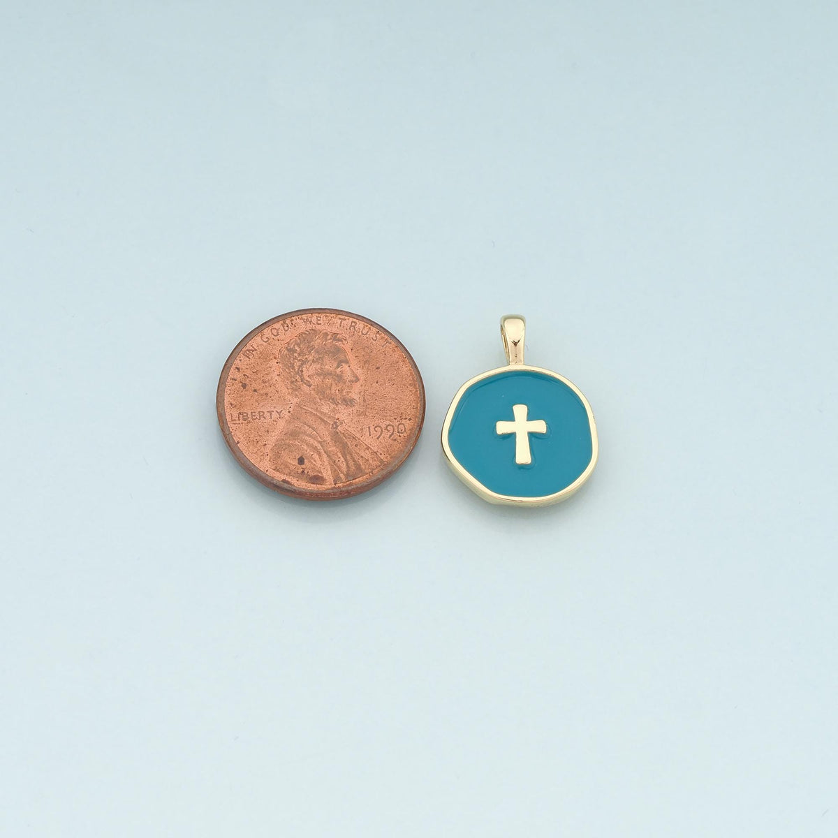 Gold Cross Charms,18K Gold Filled Cross Pendant,Enamel Religion Charm Bracelet Necklace for DIY Jewelry Making Supply
