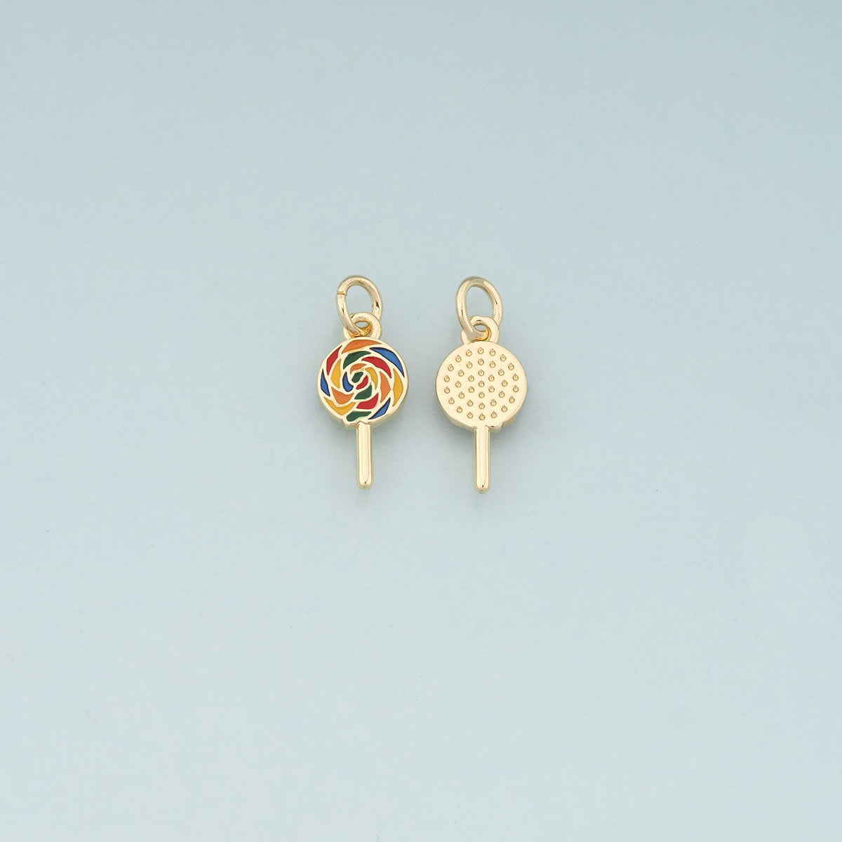 18K Gold Filled Lollipop Pendant,Enamel Candy Charm Bracelet Necklace for DIY Jewelry Making Supply