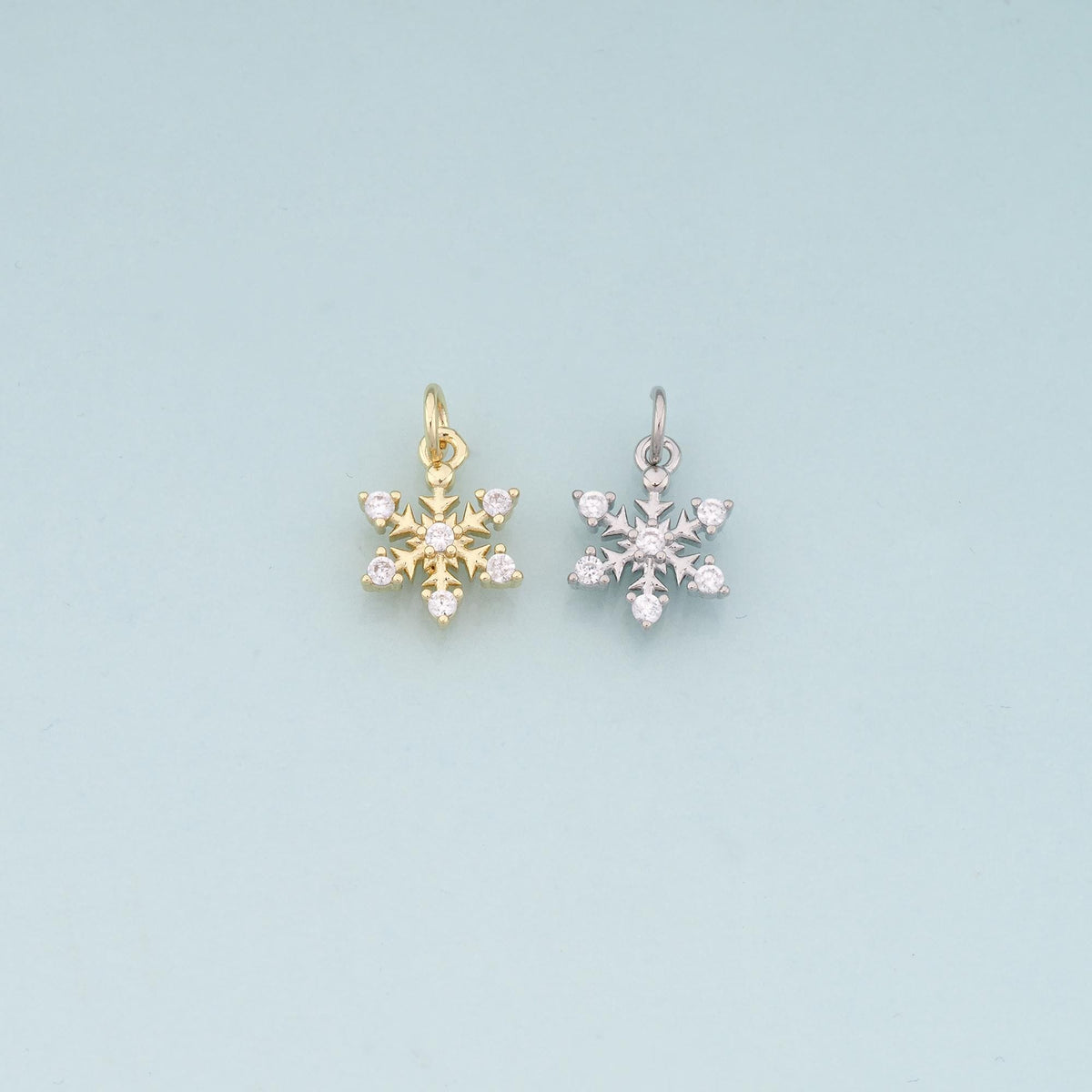 Gold Christmas Charms,18K Gold Filled CZ Micro Pave Christmas snowflake Pendant Charm Bracelet Necklace for DIY Jewelry Makin