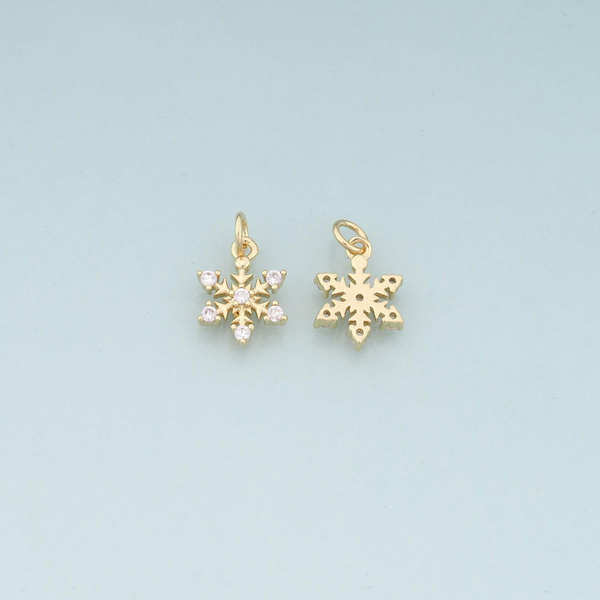 Gold Christmas Charms,18K Gold Filled CZ Micro Pave Christmas snowflake Pendant Charm Bracelet Necklace for DIY Jewelry Makin