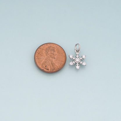 Gold Christmas Charms,18K Gold Filled CZ Micro Pave Christmas snowflake Pendant Charm Bracelet Necklace for DIY Jewelry Makin
