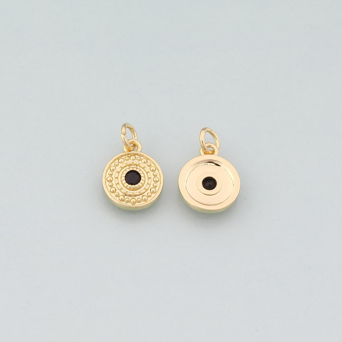 18K Gold Filled Round Evil Eye Pendant,CZ Micro Pave Evil Eye Charm Bracelet Necklace for DIY Jewelry Making Supply