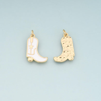 Gold Boots Charms,18K Gold Filled Boots Pendant,Enamel Cowboy Boots Charm Bracelet Necklace for DIY Jewelry Making Supply