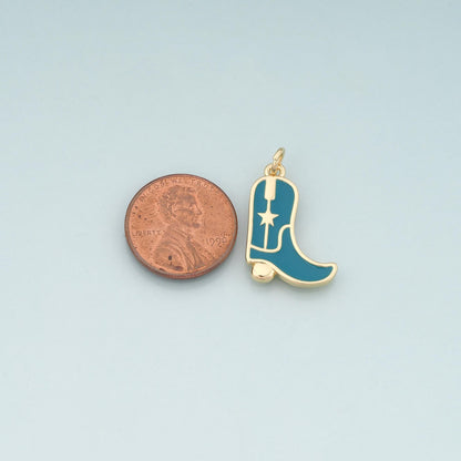 Gold Boots Charms,18K Gold Filled Boots Pendant,Enamel Cowboy Boots Charm Bracelet Necklace for DIY Jewelry Making Supply