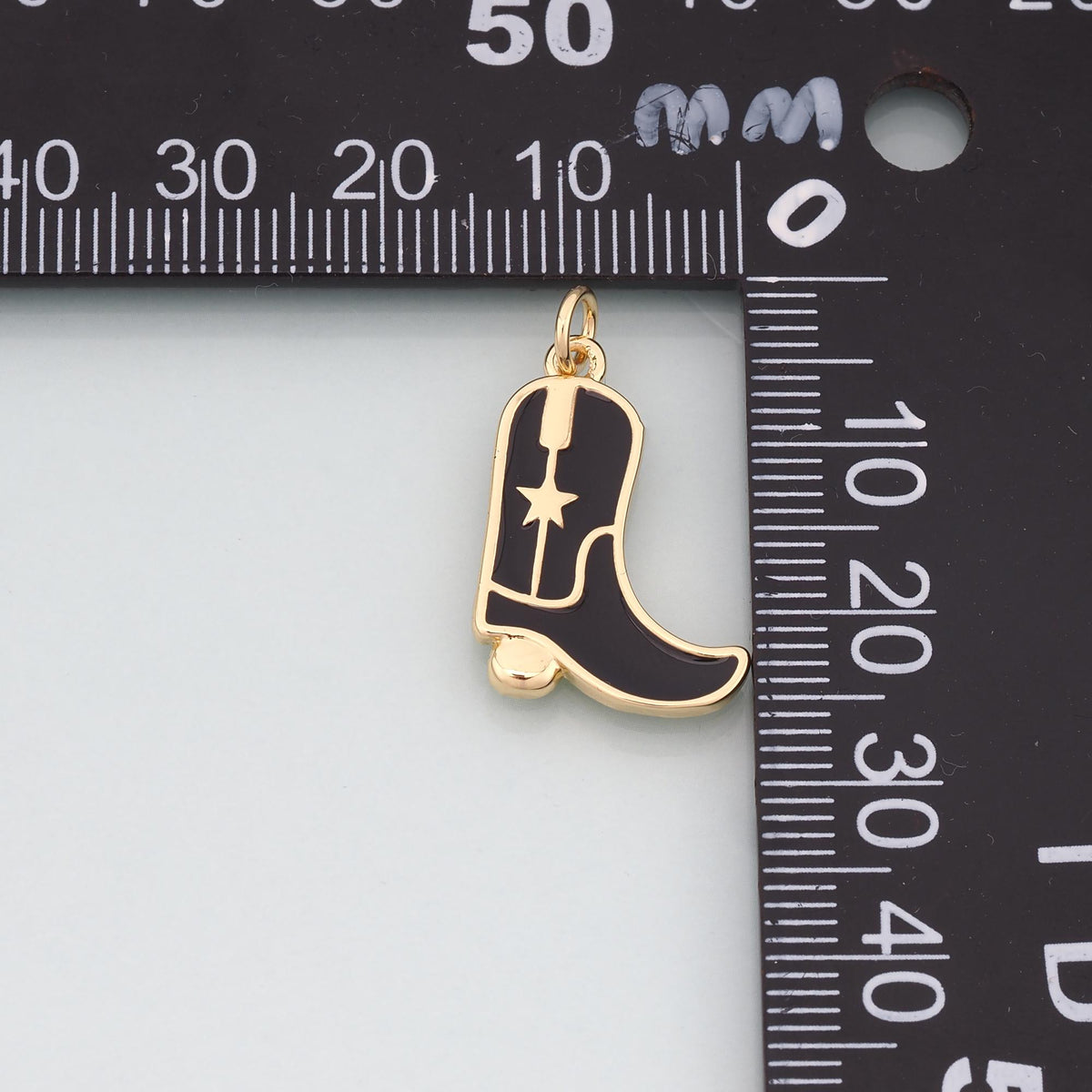 Gold Boots Charms,18K Gold Filled Boots Pendant,Enamel Cowboy Boots Charm Bracelet Necklace for DIY Jewelry Making Supply
