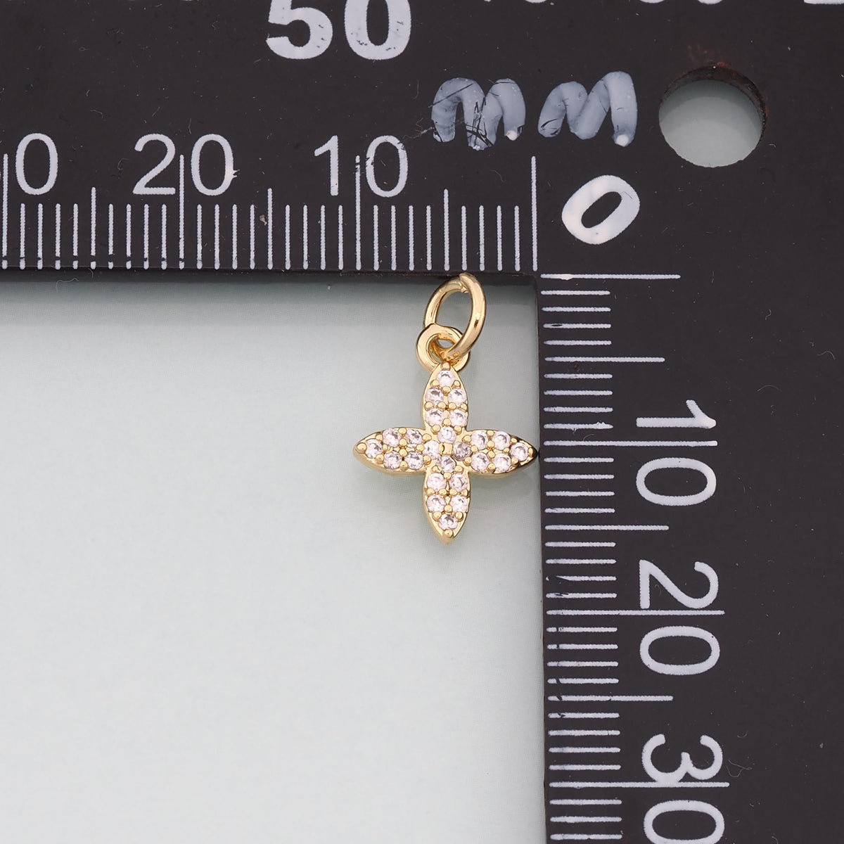 Gold Flower Charms,18K Gold Filled Flower Pendant,CZ Micro Pave Flower Charm Bracelet Necklace for DIY Jewelry Making Supply
