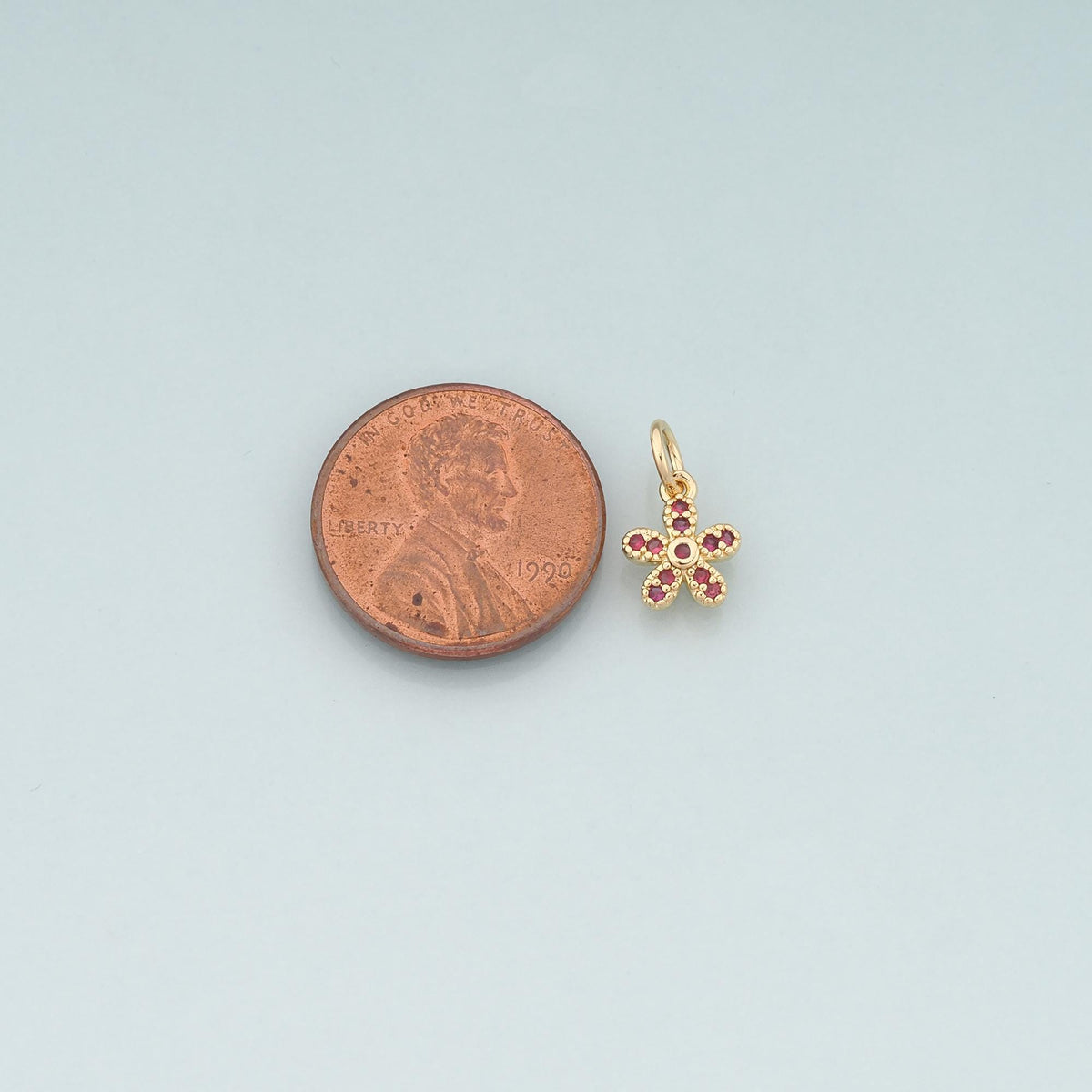 Gold Flower Charms,18K Gold Filled Flower Pendant,CZ Micro Pave Flower Charm Bracelet Necklace for DIY Jewelry Making Supply
