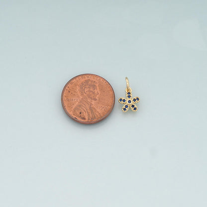 Gold Flower Charms,18K Gold Filled Flower Pendant,CZ Micro Pave Flower Charm Bracelet Necklace for DIY Jewelry Making Supply
