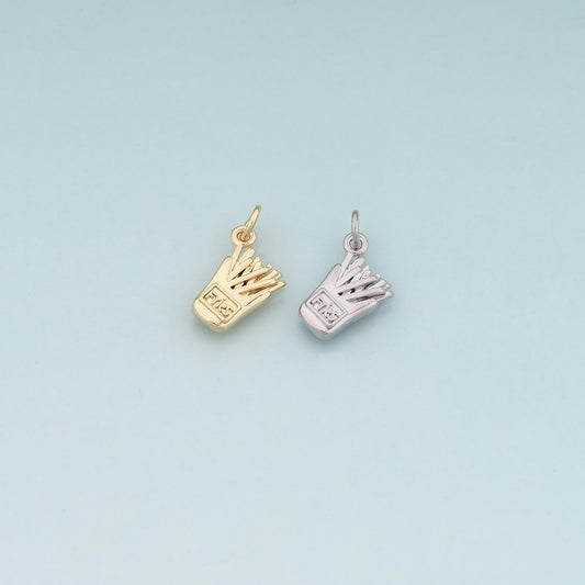 18K Gold Filled Fries Pendant,Dainty French Fries Charm Bracelet Necklace for DIY Jewelry Making Supply