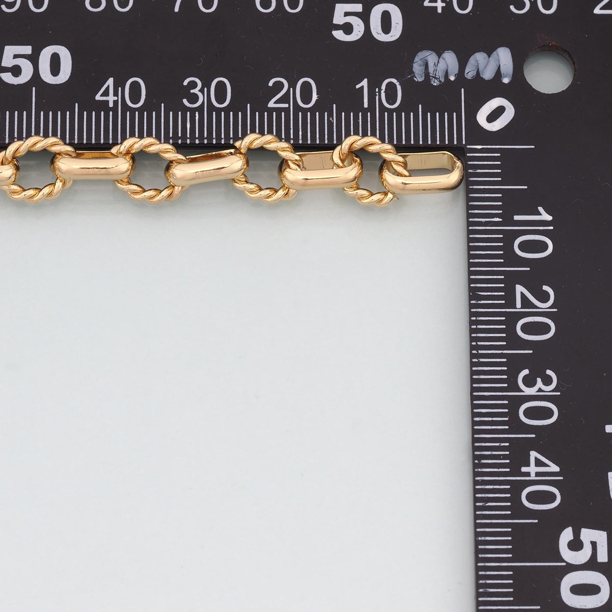 Gold Twist Chain,18K Gold Filled Oval Chain for Necklace Bracelet DIY Jewelry Making Supply