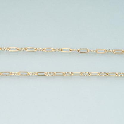 Gold Wave Chain,18K Gold Filled Oval Chain for Necklace Bracelet DIY Jewelry Making Supply
