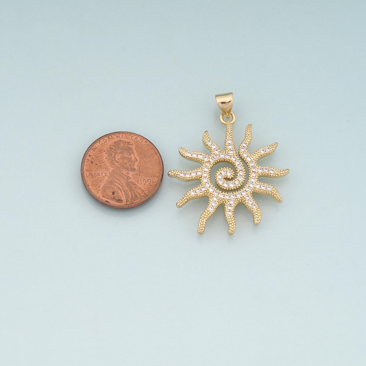 Gold Sun Charms,18K Gold Filled Sun Pendant,Celestial Charm Bracelet Necklace for DIY Jewelry Making Supply