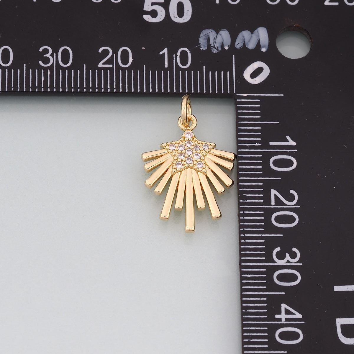 Gold Celestial Charms,18K Gold Filled Star Pendant,CZ Micro Pave Star Charm Bracelet Necklace for DIY Jewelry Making Supply
