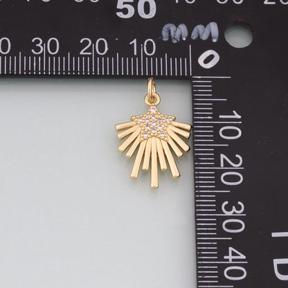 Gold Celestial Charms,18K Gold Filled Star Pendant,CZ Micro Pave Star Charm Bracelet Necklace for DIY Jewelry Making Supply