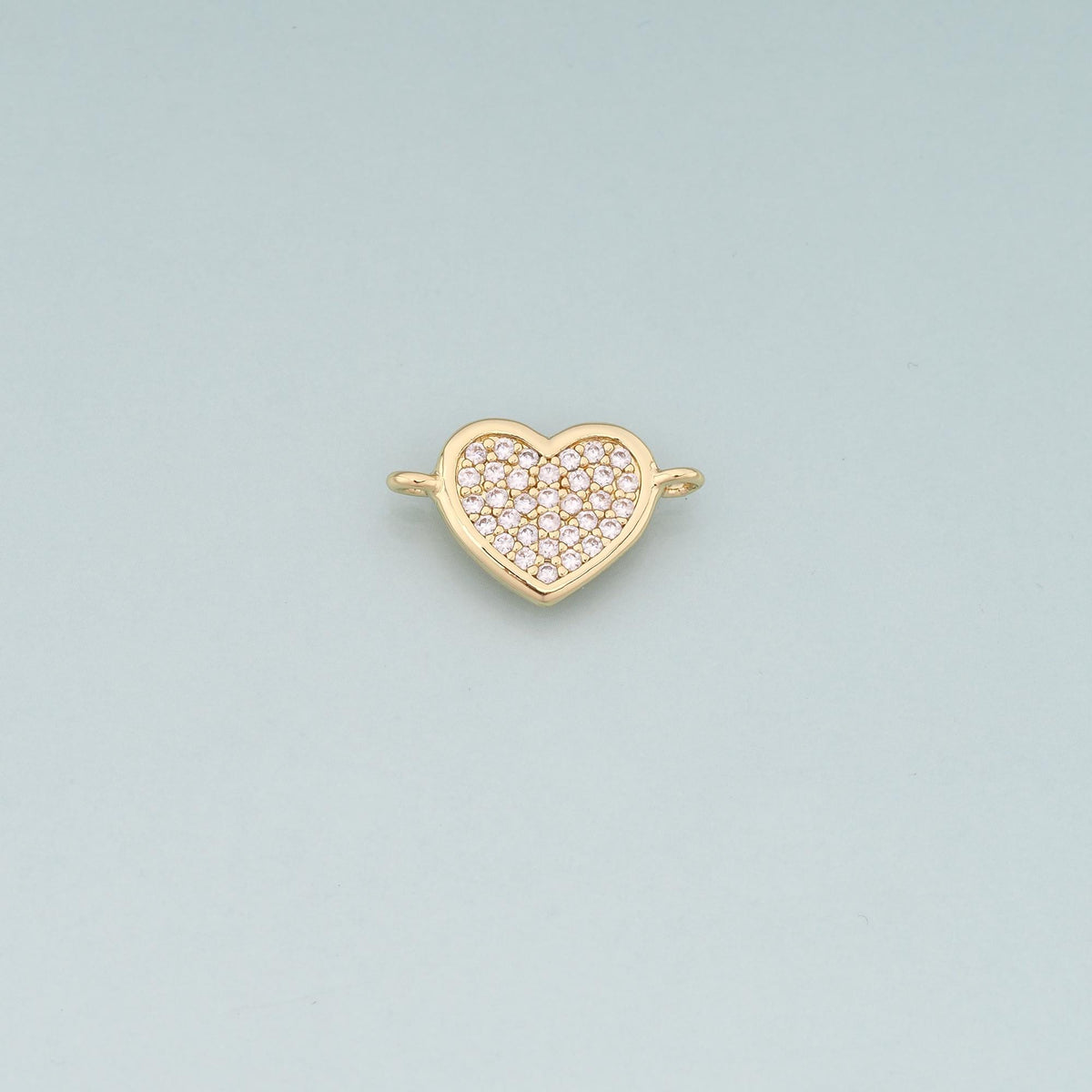 Gold heart Connector,18K Gold Filled Heart Pendant,CZ Heart Charm Bracelet Necklace for DIY Jewelry Making Supply