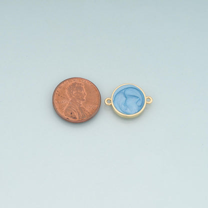 Gold Round Connector,18K Gold Filled Round Pendant,Enamel Round Charm Bracelet Necklace for DIY Jewelry Making Supply