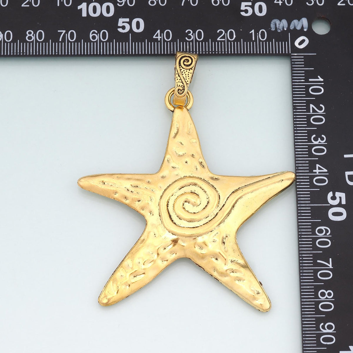 Gold Starfish Charms,18K Gold Filled Big Sea star Pendant,Starfish Charm Bracelet Necklace for DIY Jewelry Making Supply