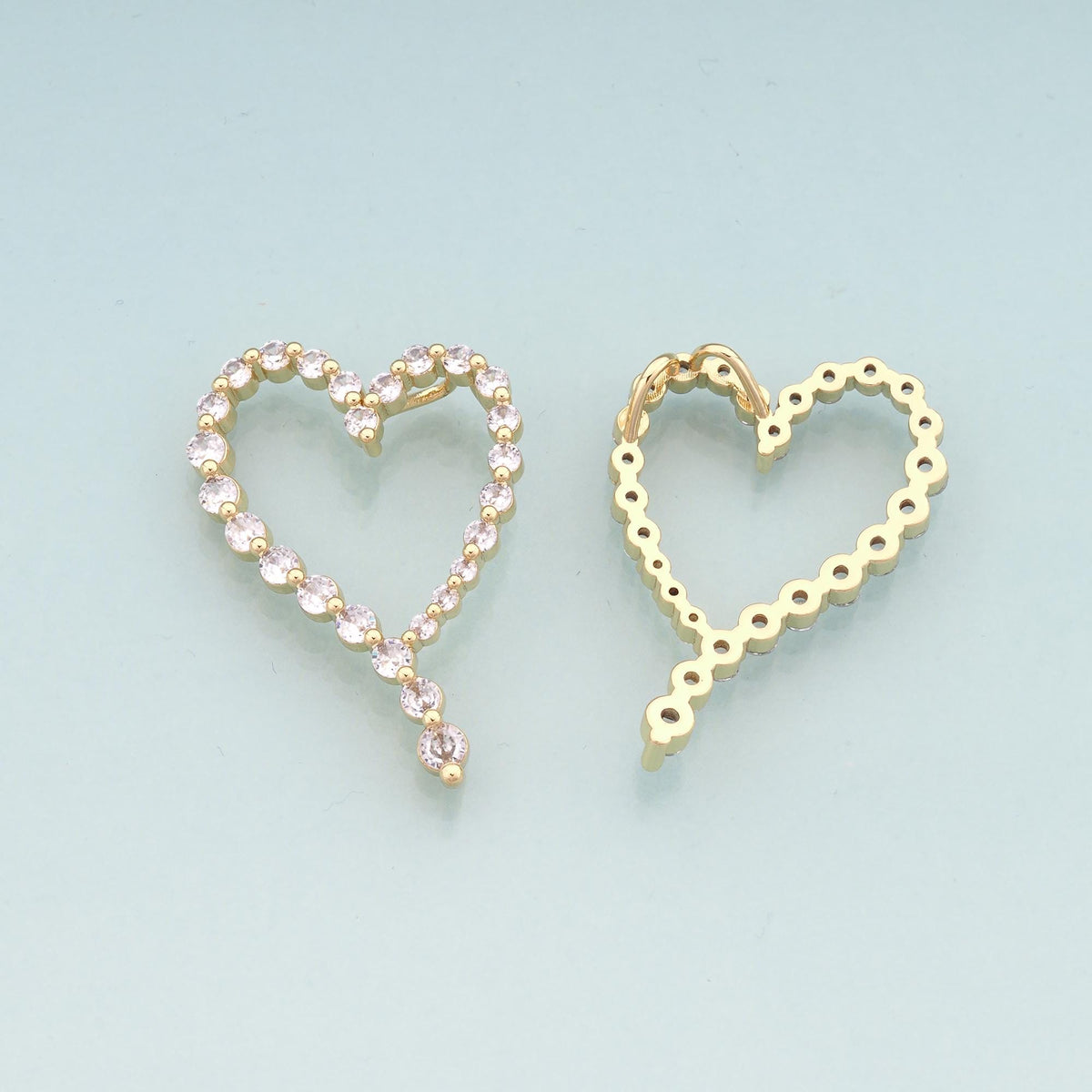 18K Gold Filled Heart Pendant,CZ Micro Pave Heart Charm Bracelet Necklace for DIY Jewelry Making Supply