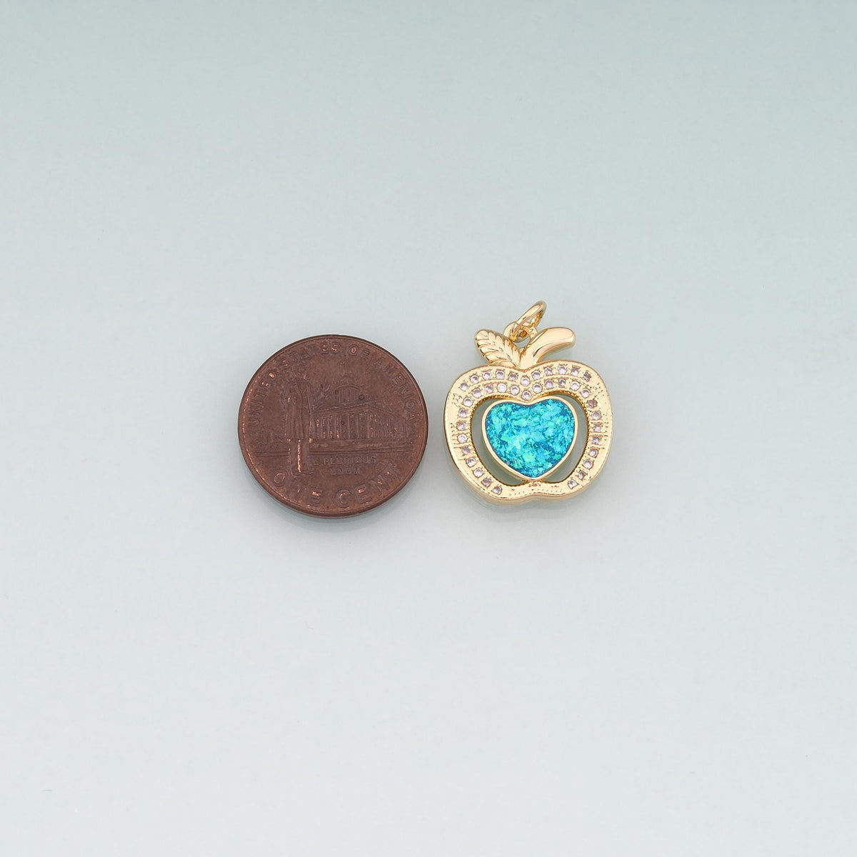 Gold Opal Apple Heart Charms,18K Gold Filled Apple Heart Pendant Charm Bracelet Necklace for DIY Jewelry Making Supply