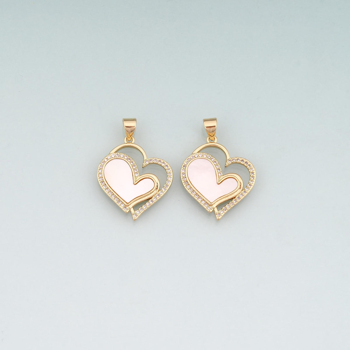 Gold Shell Heart Charms,18K Gold Filled Heart Pendant Charm Bracelet Necklace for DIY Jewelry Making Supply