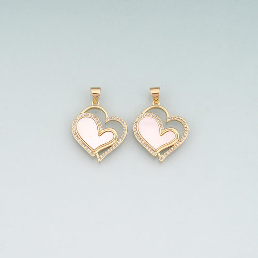 Gold Shell Heart Charms,18K Gold Filled Heart Pendant Charm Bracelet Necklace for DIY Jewelry Making Supply
