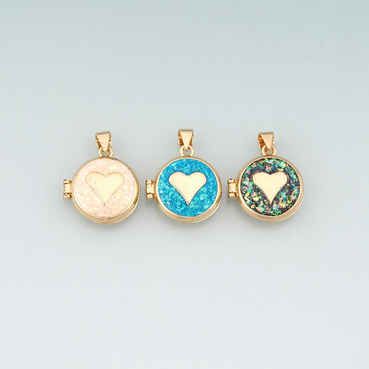 18K Gold Filled Heart Opal Charm Pendant for Jewelry Making