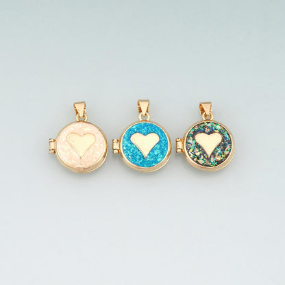 18K Gold Filled Heart Opal Charm Pendant for Jewelry Making