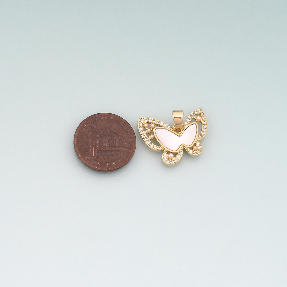 Gold Shell Butterfly Charms,18K Gold Filled Butterfly Pendant Charm Bracelet Necklace for DIY Jewelry Making Supply