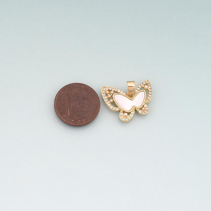 Gold Shell Butterfly Charms,18K Gold Filled Butterfly Pendant Charm Bracelet Necklace for DIY Jewelry Making Supply